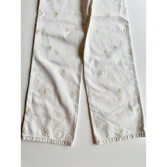 SANDRO Cyriaque White Embroidered Daisy Floral Wide Leg Jeans, Size 36/4/S - Picture 12 of 16